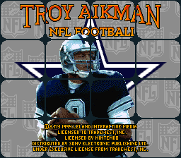 Troy Aikman NFL Football (Europe) Title Screen